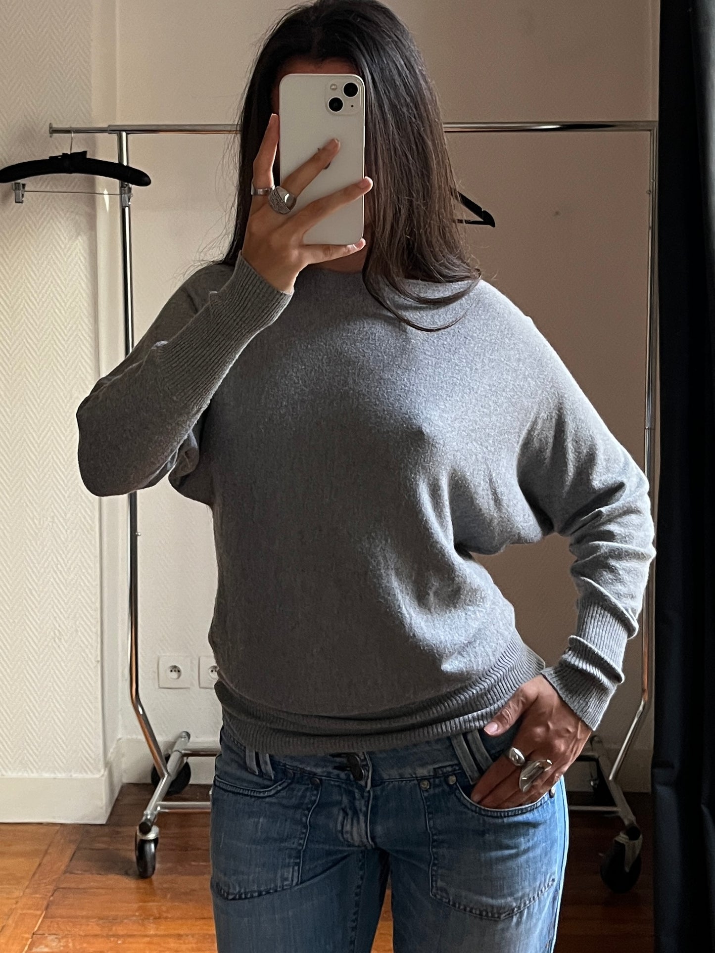 Vintage grey draped pull over