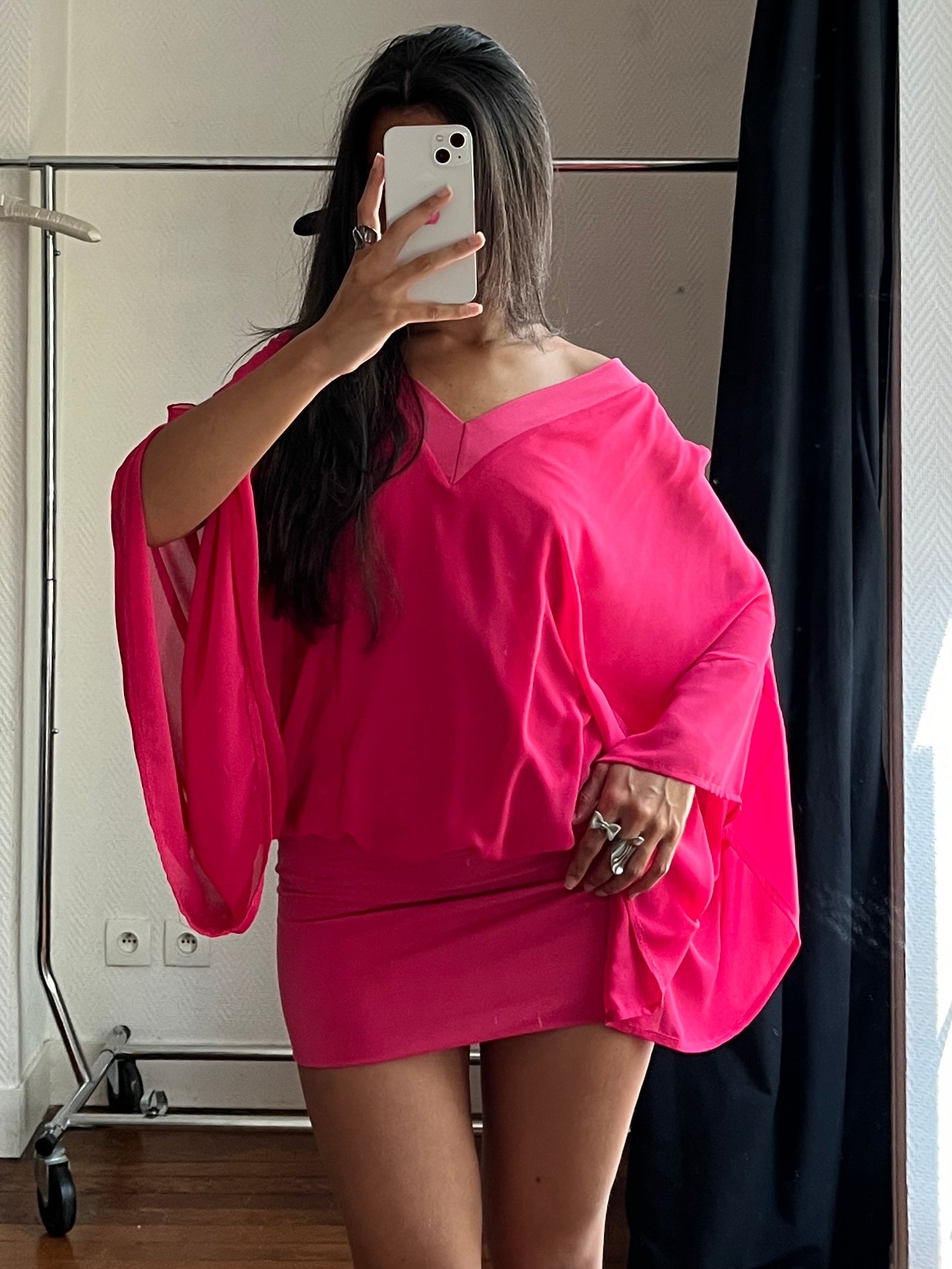 Vintage pink draped dress
