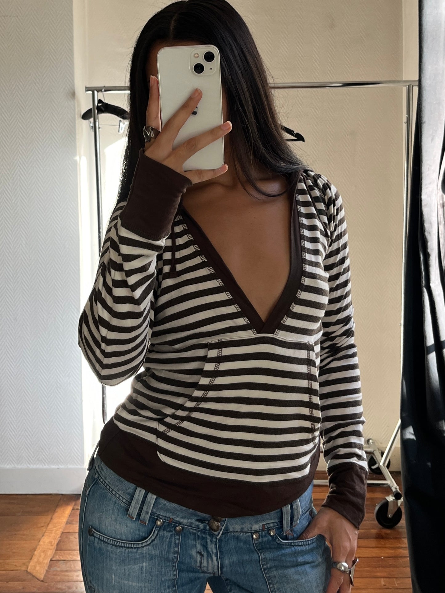 Vintage stripped hooded pull over