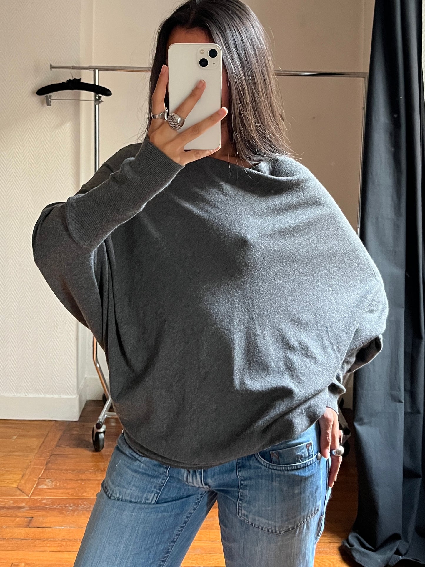 Vintage grey draped top