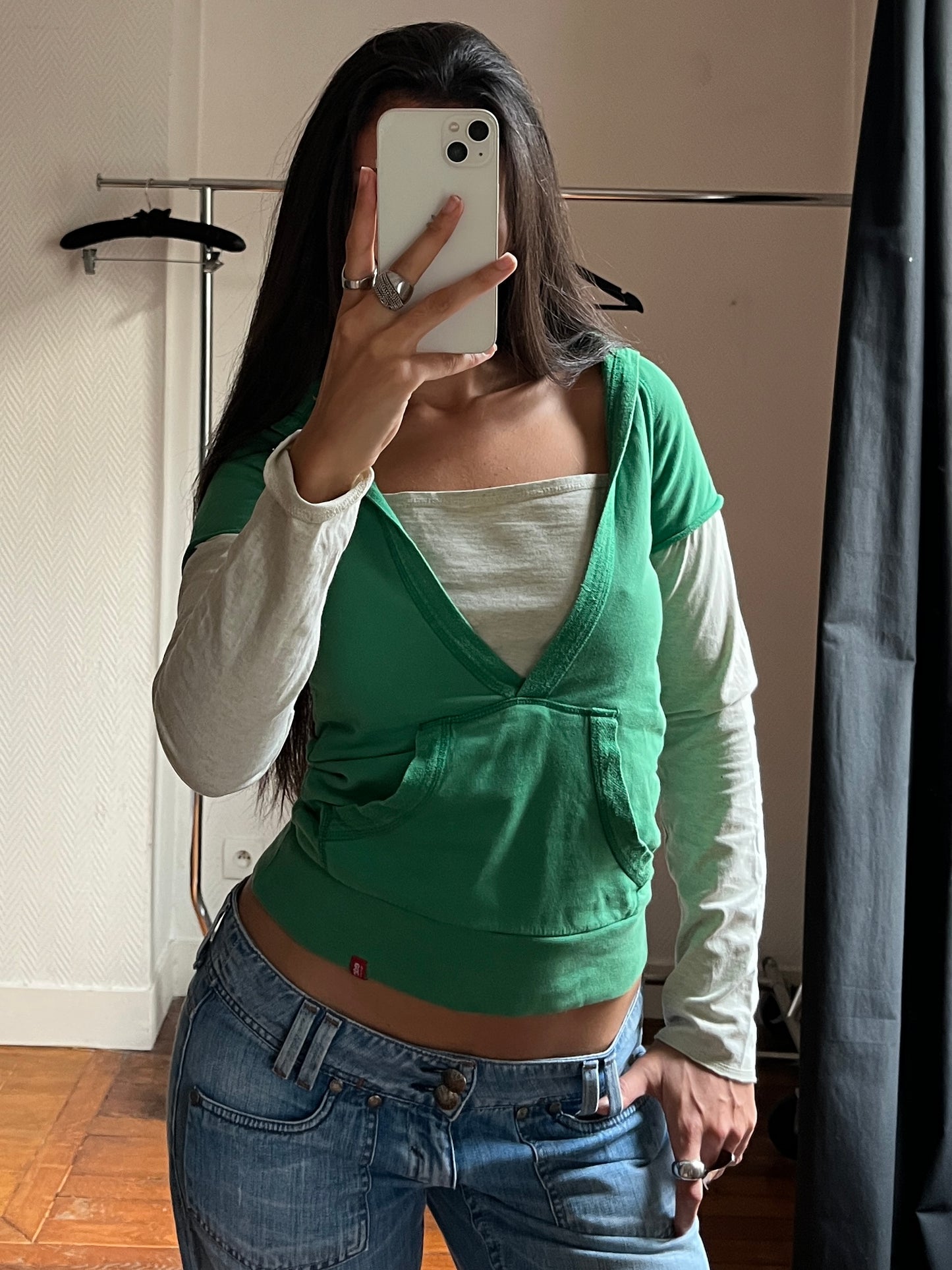 Vintage 2 in one hooded top