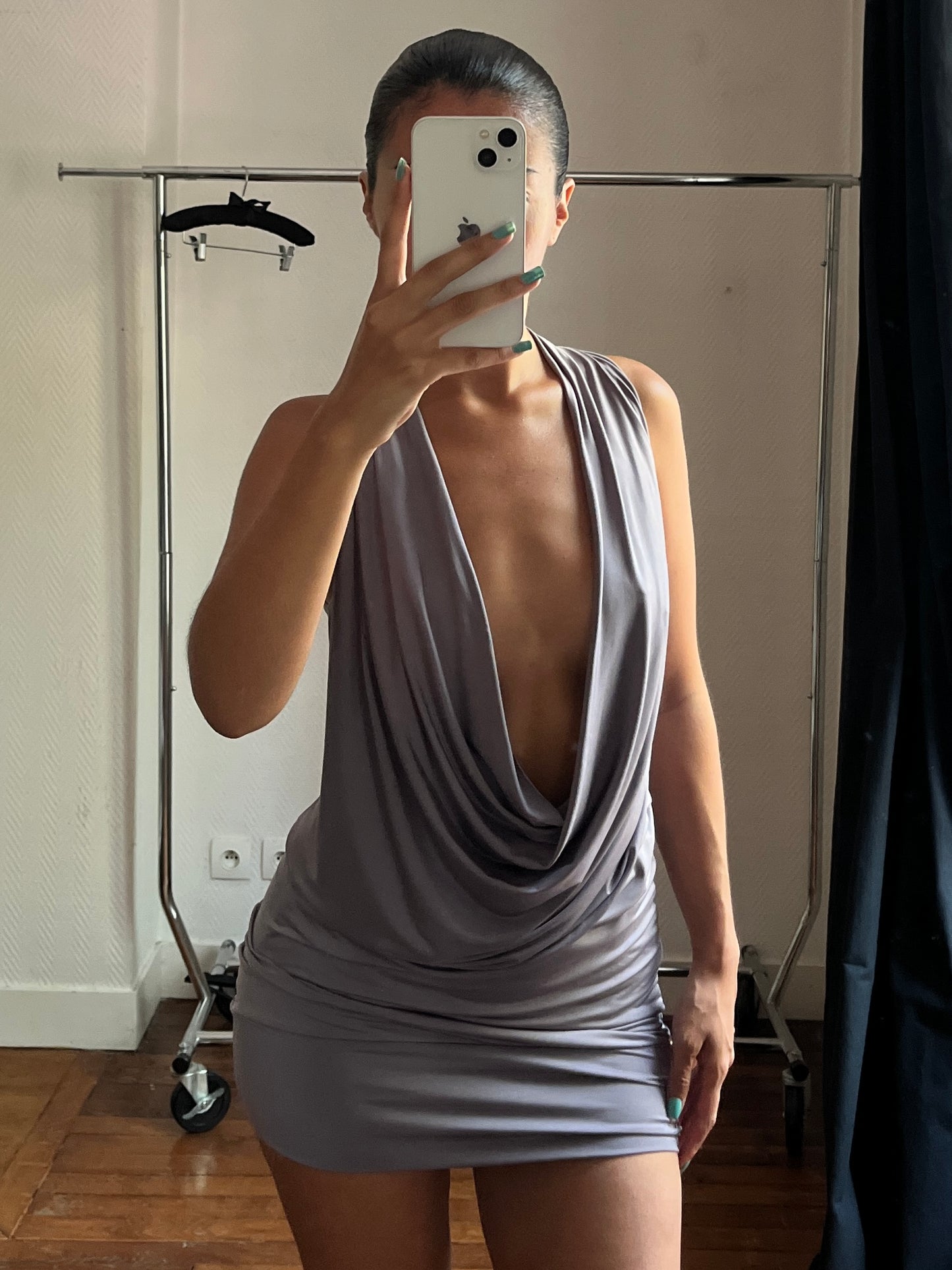 Vintage grey draped dress