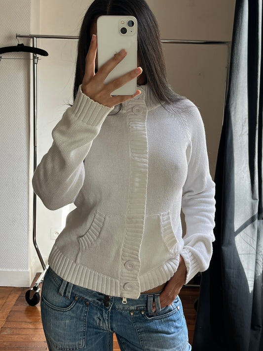 Vintage White zip up cardigan