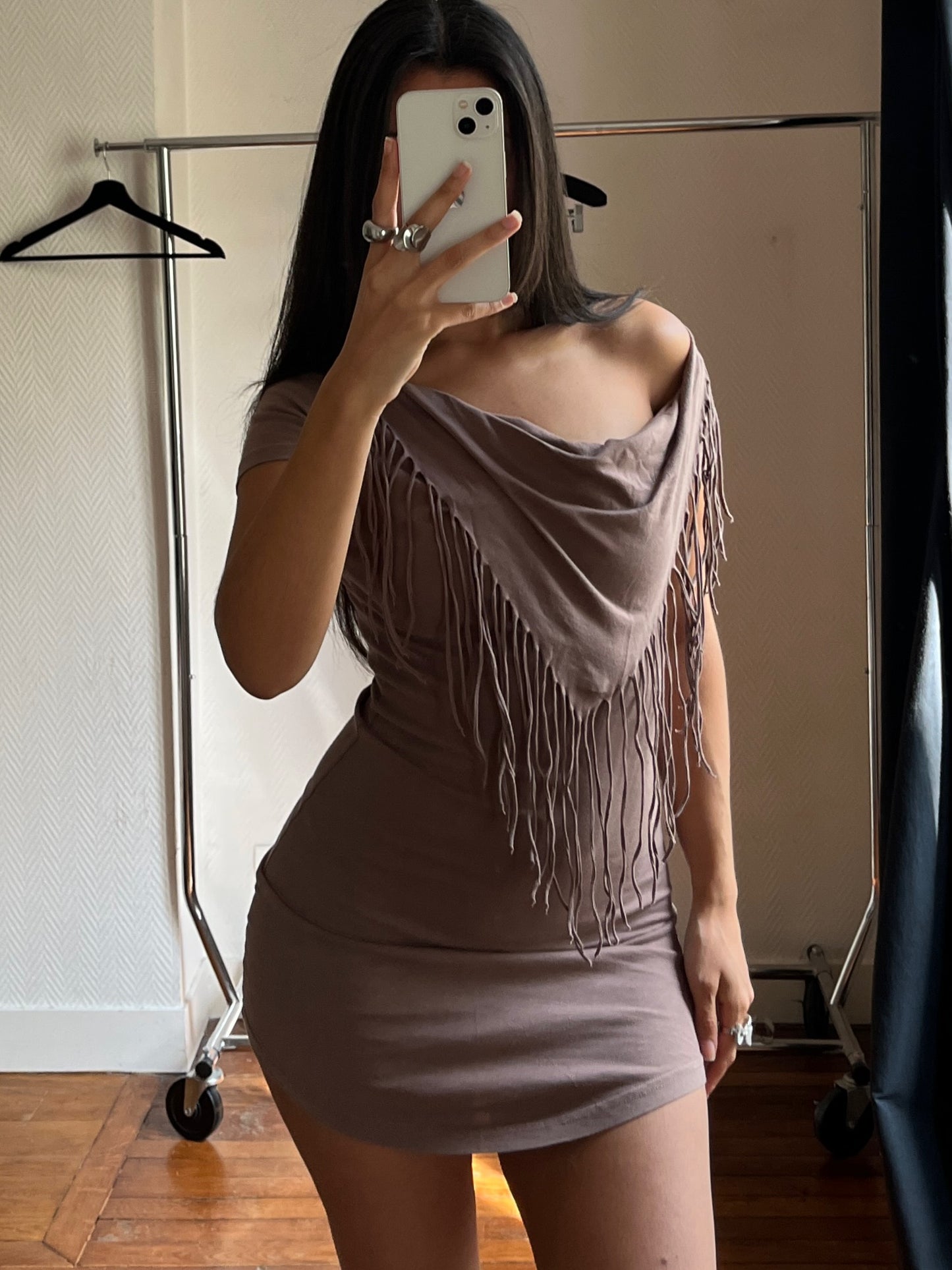 Vintage fringed brown dress/tunique