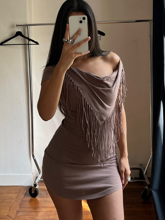 Vintage fringed brown dress/tunique