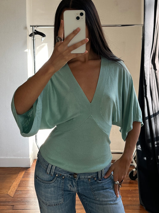 Vintage mint batwing top