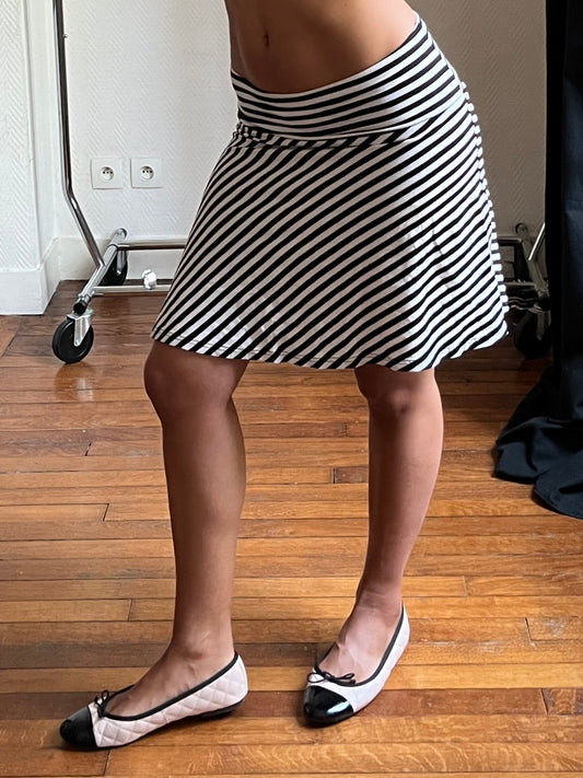 Vintage stripped low raised midi skirt