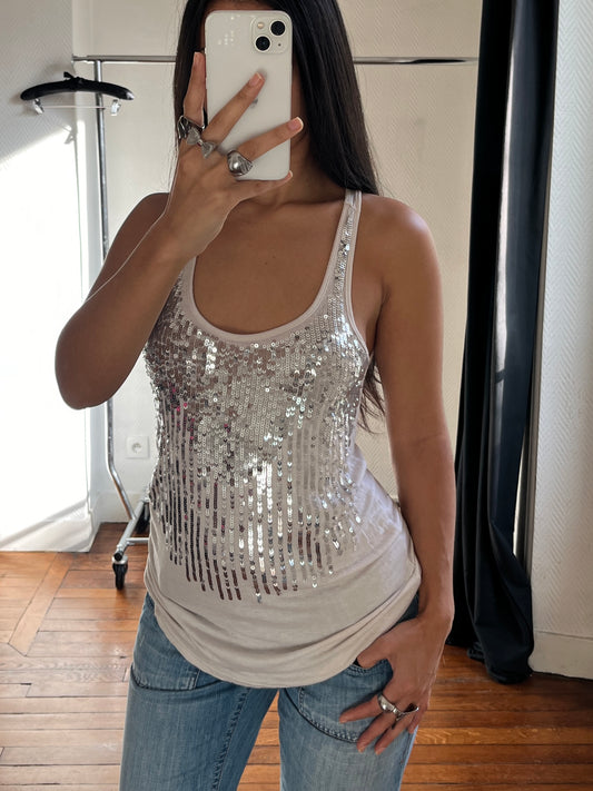 Vintage sequins party tank top
