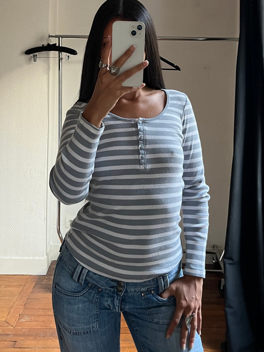 Vintage striped buttoned top