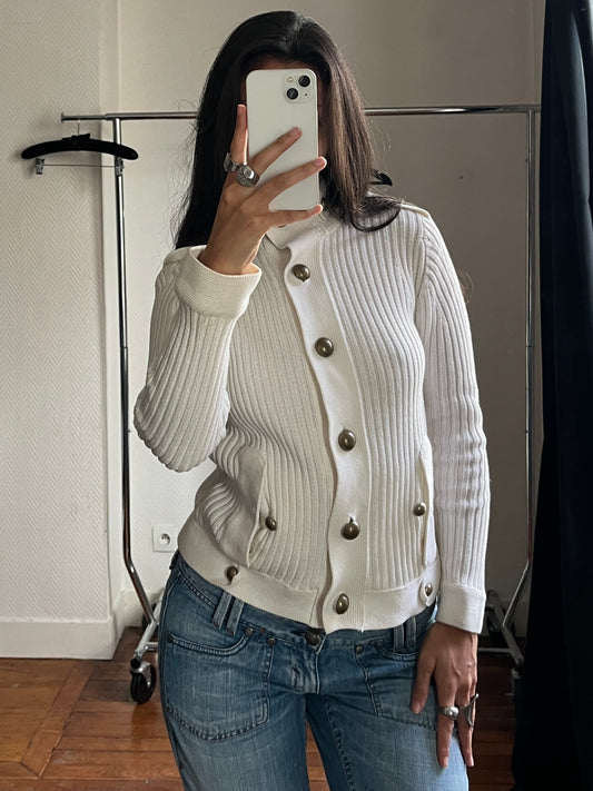 Vintage buttoned officer knitted jacket