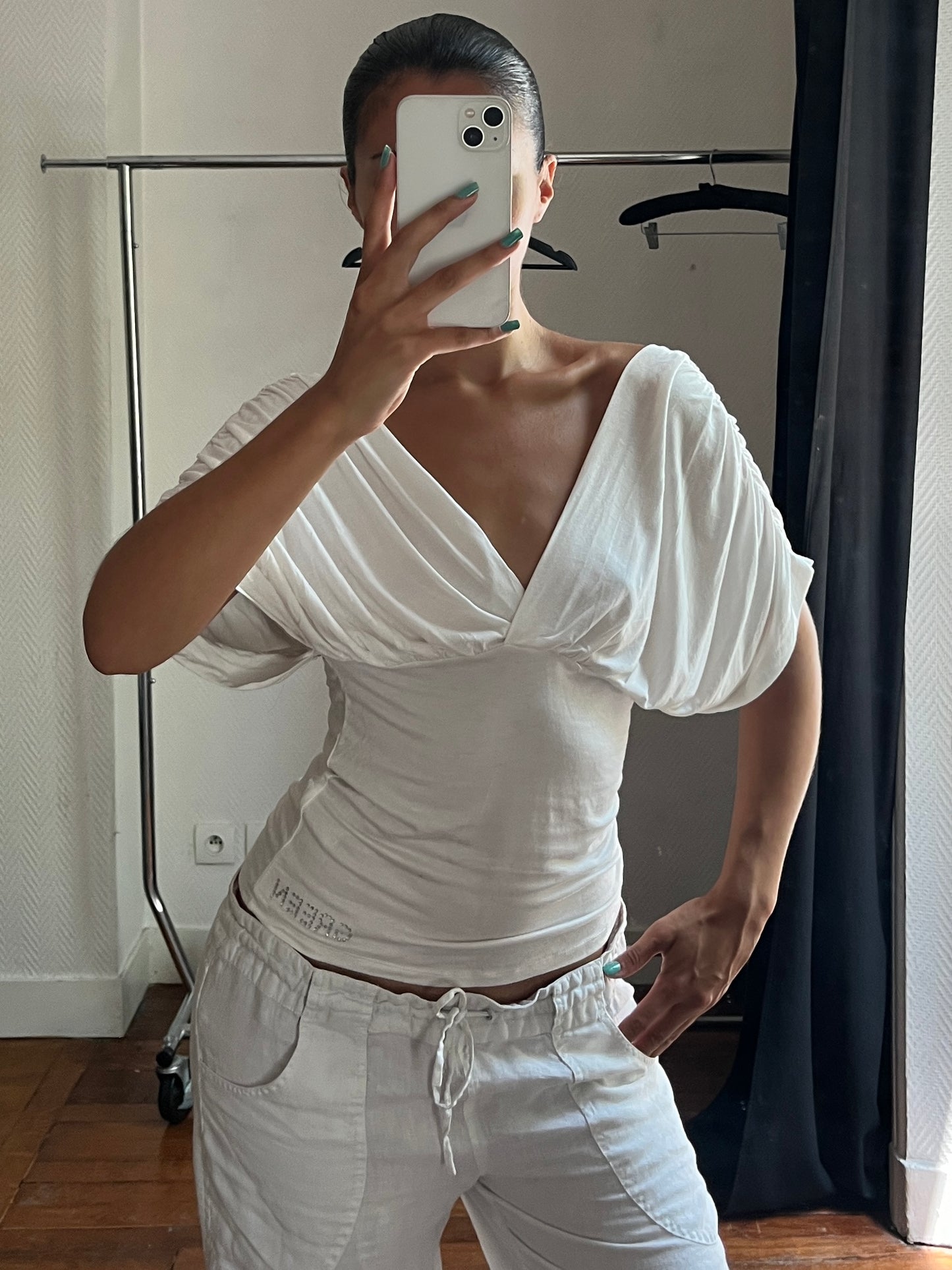 Vintage white batwing top