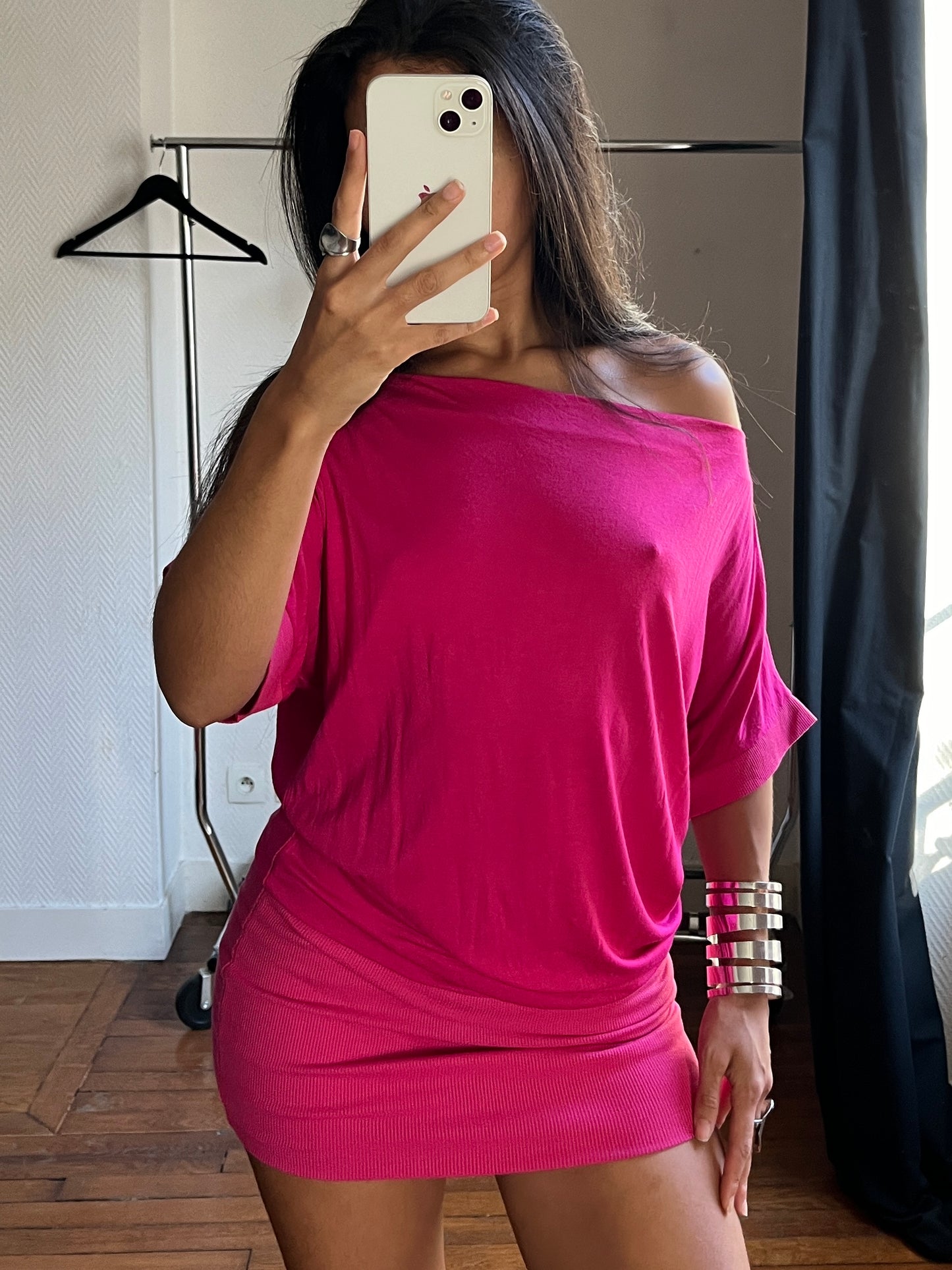 Vintage pink draped dress