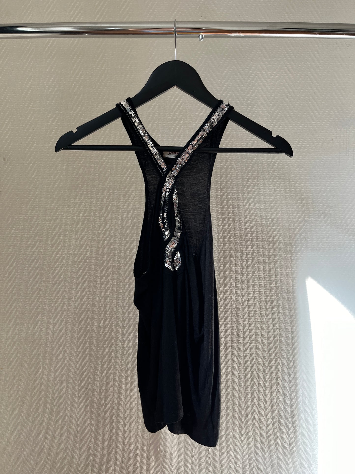 Vintage sequins black party top