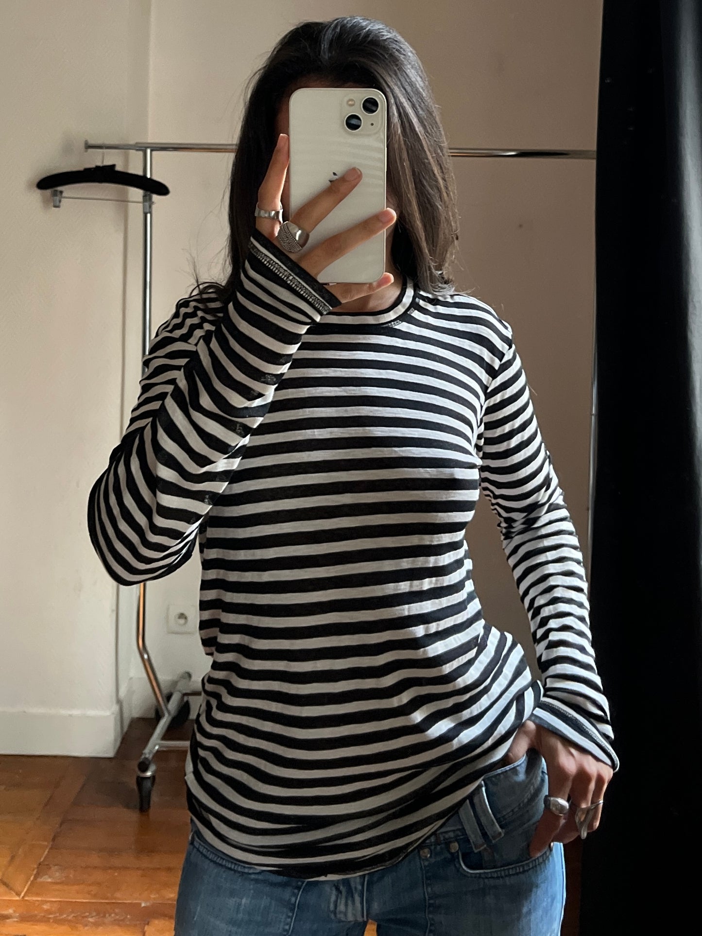 Vintage black & white striped top