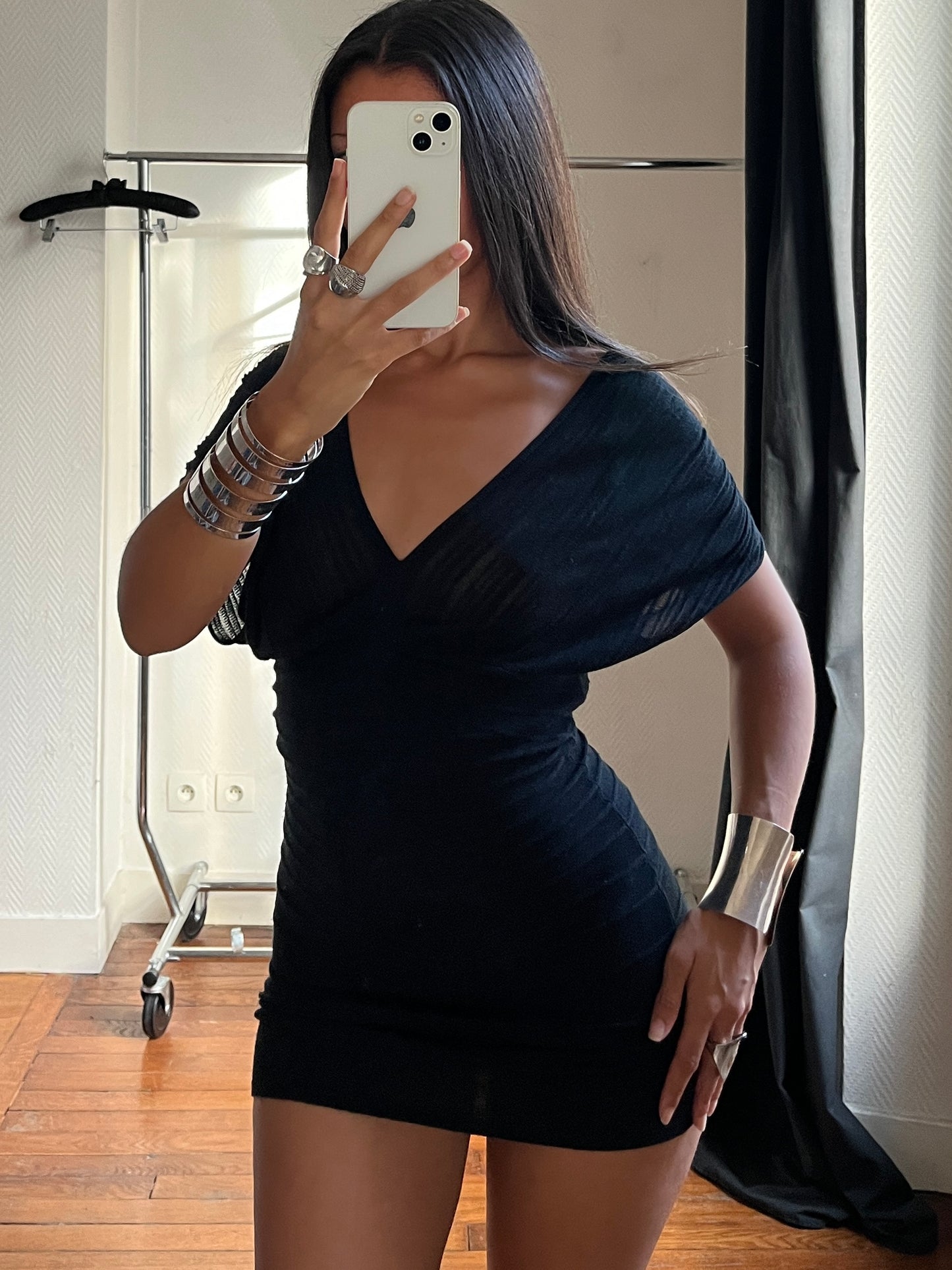 Vintage black batwing party dress