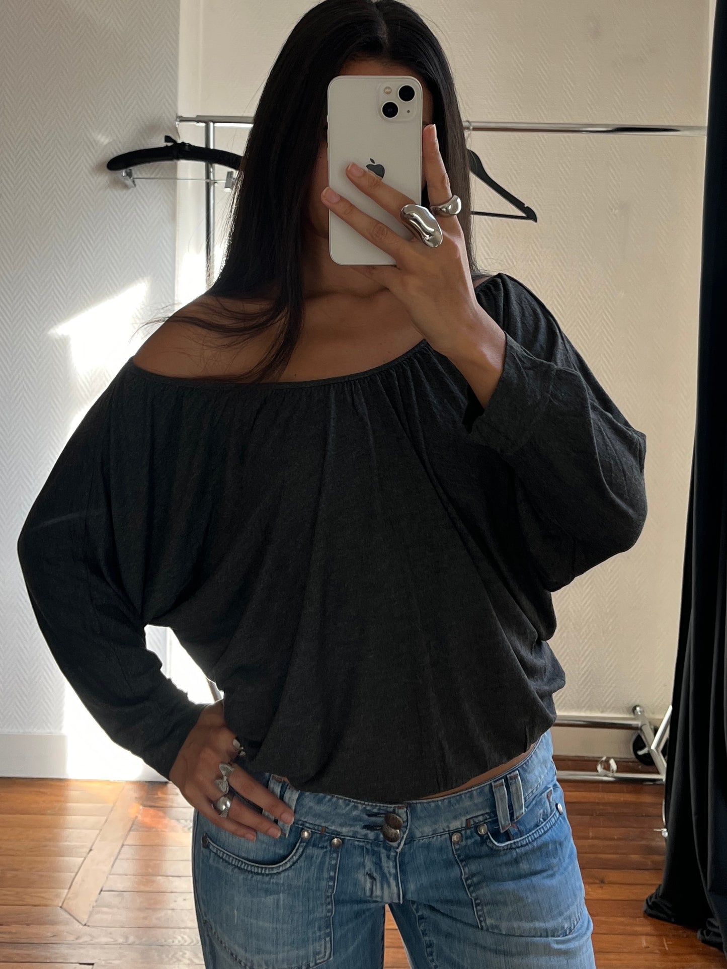 Vintage grey draped top