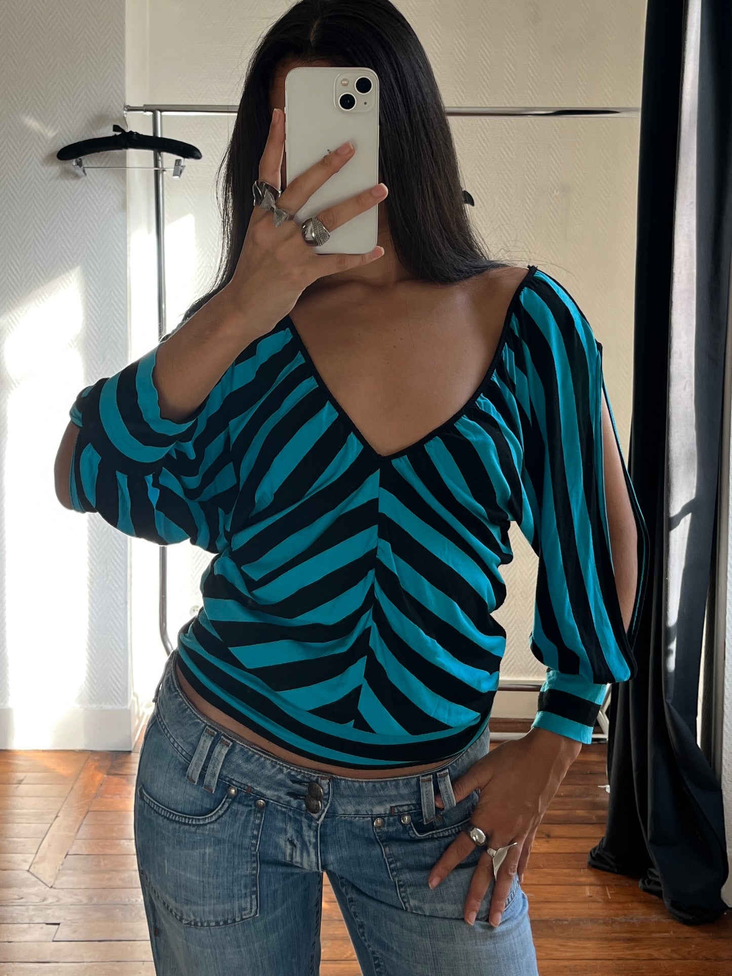 Vintage striped draped top