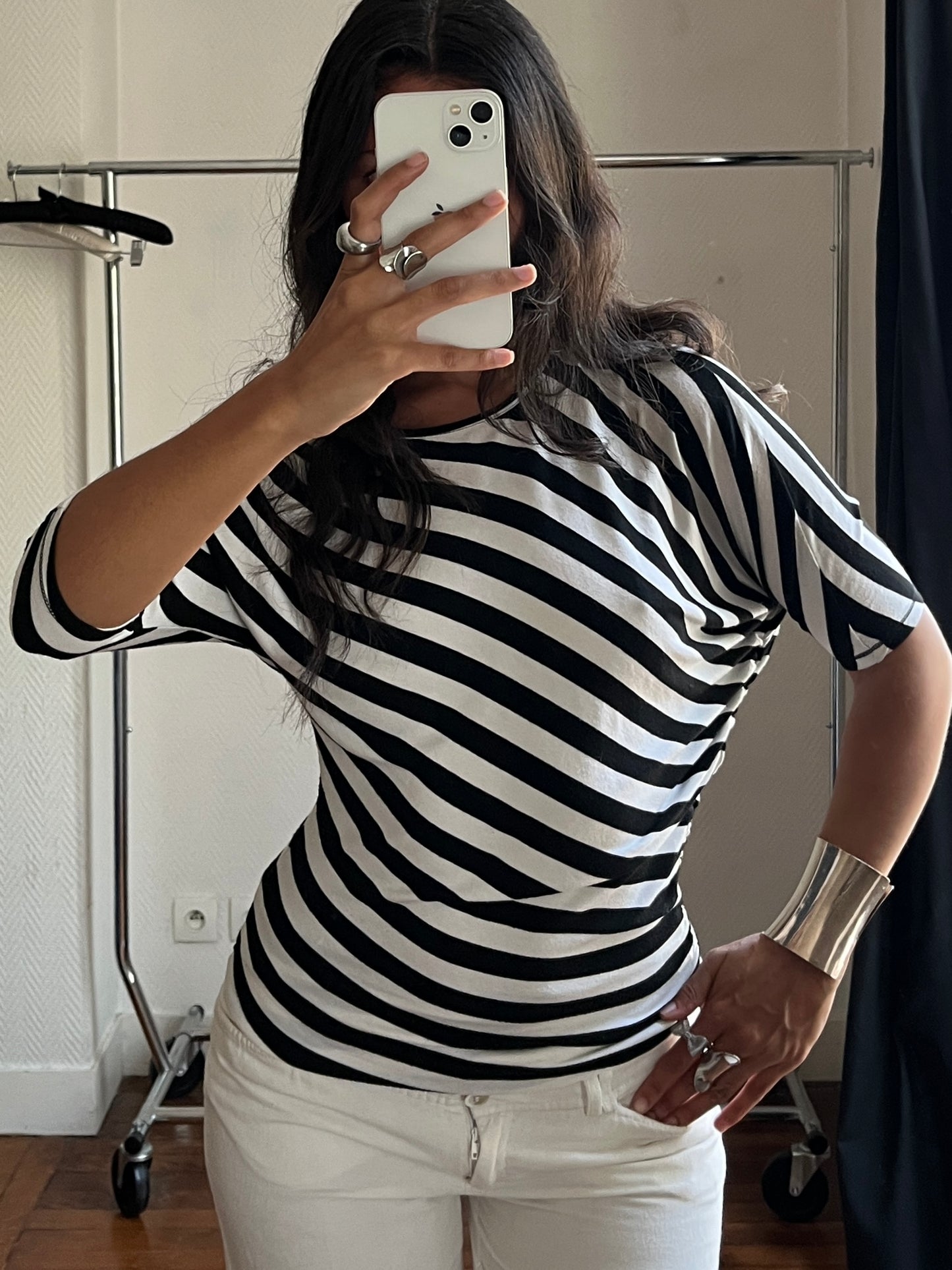 Vintage stripped asymmetrical top