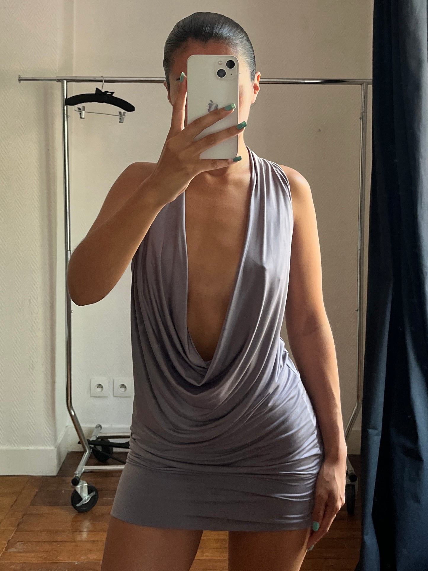 Vintage grey draped dress