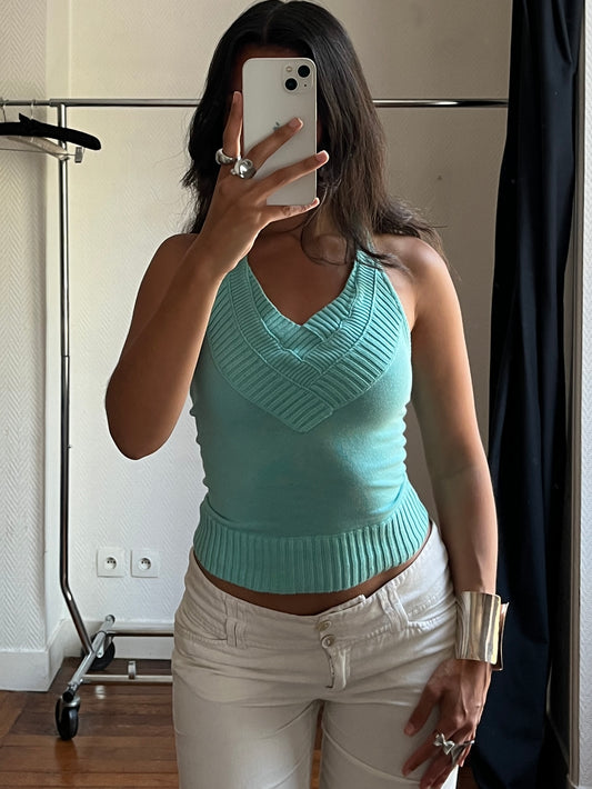 Vintage blue halter top