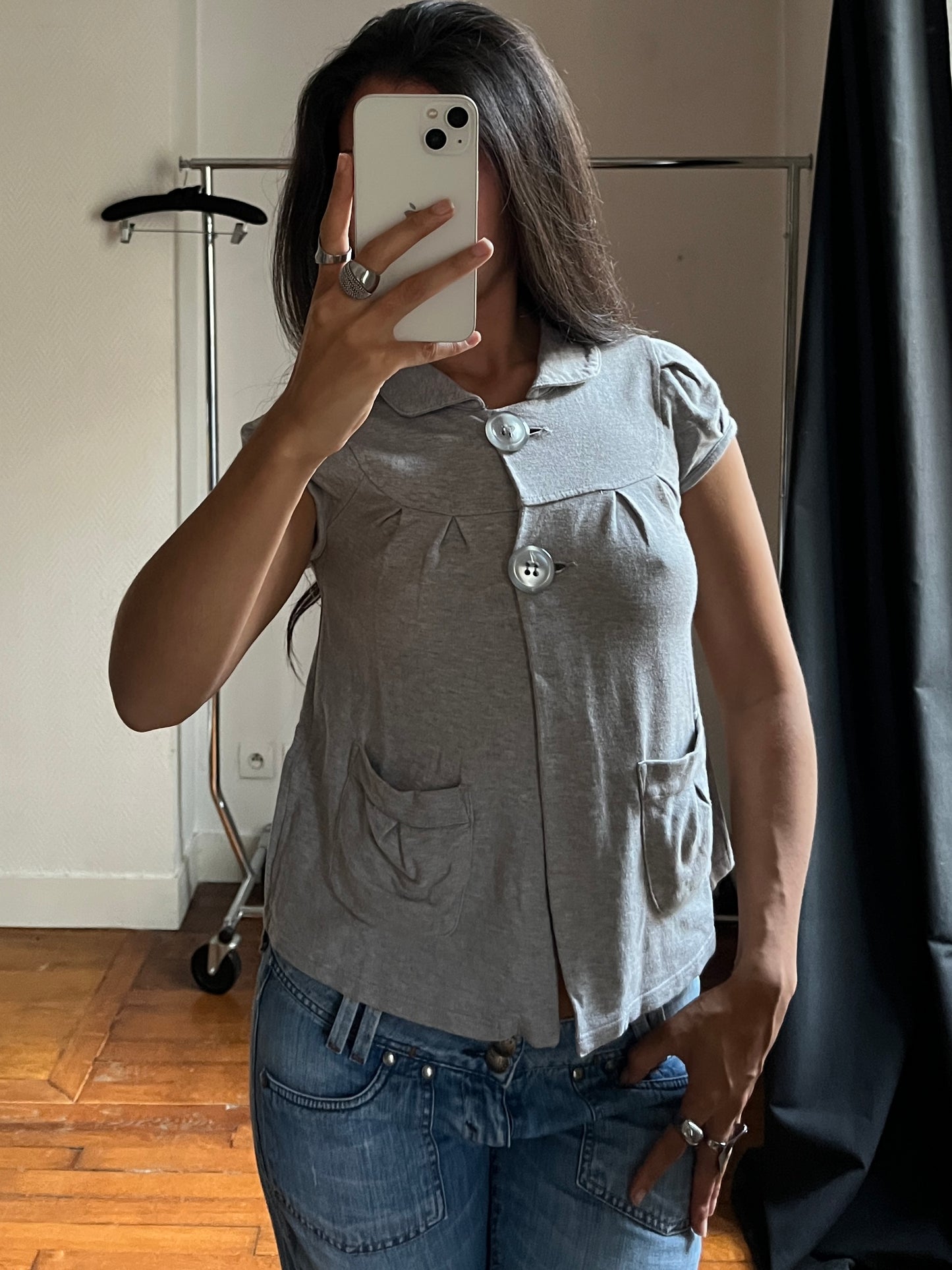 Vintage grey buttoned top