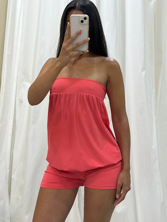 Vintage coral bustier suit