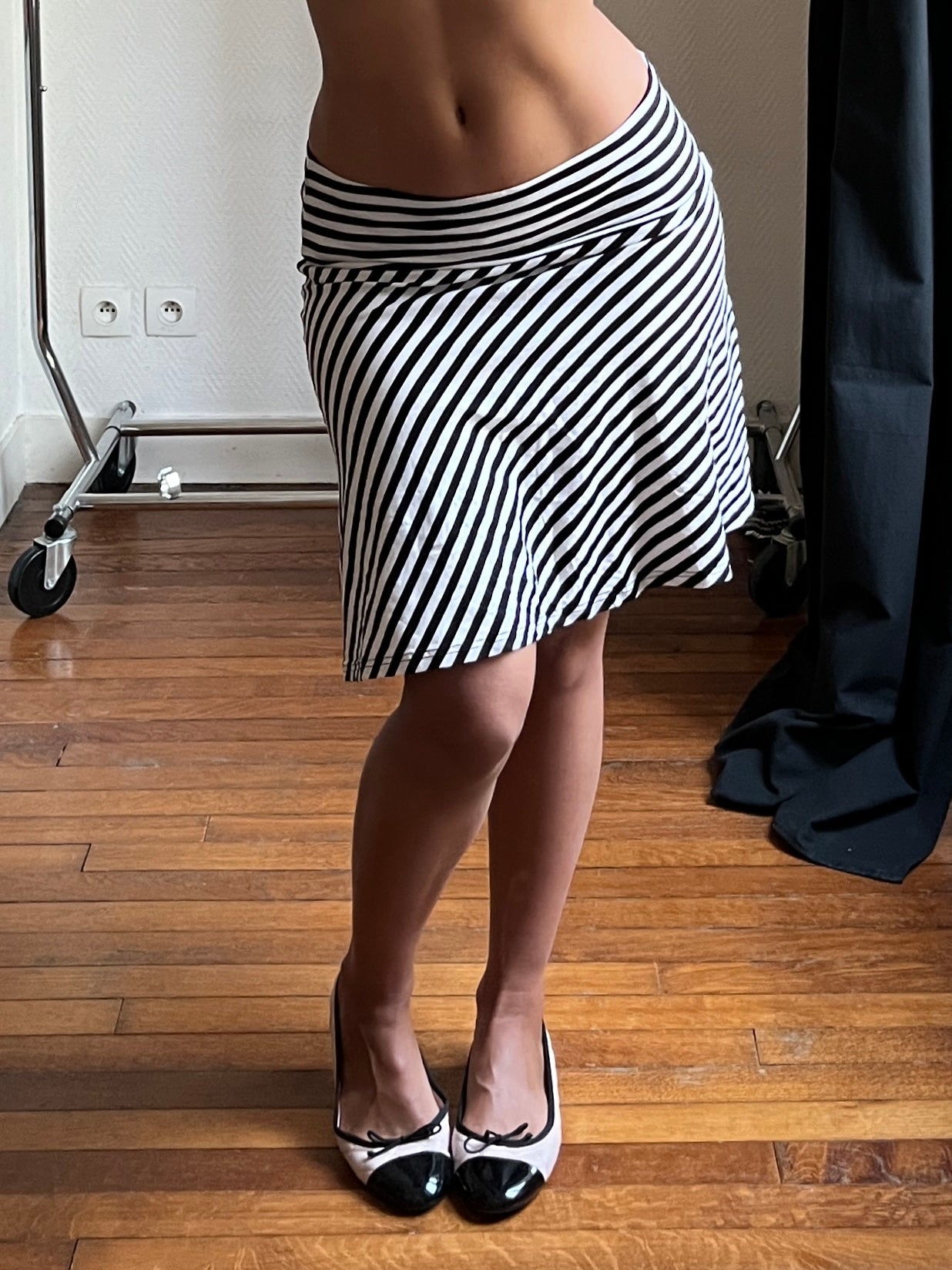 Vintage stripped low raised midi skirt
