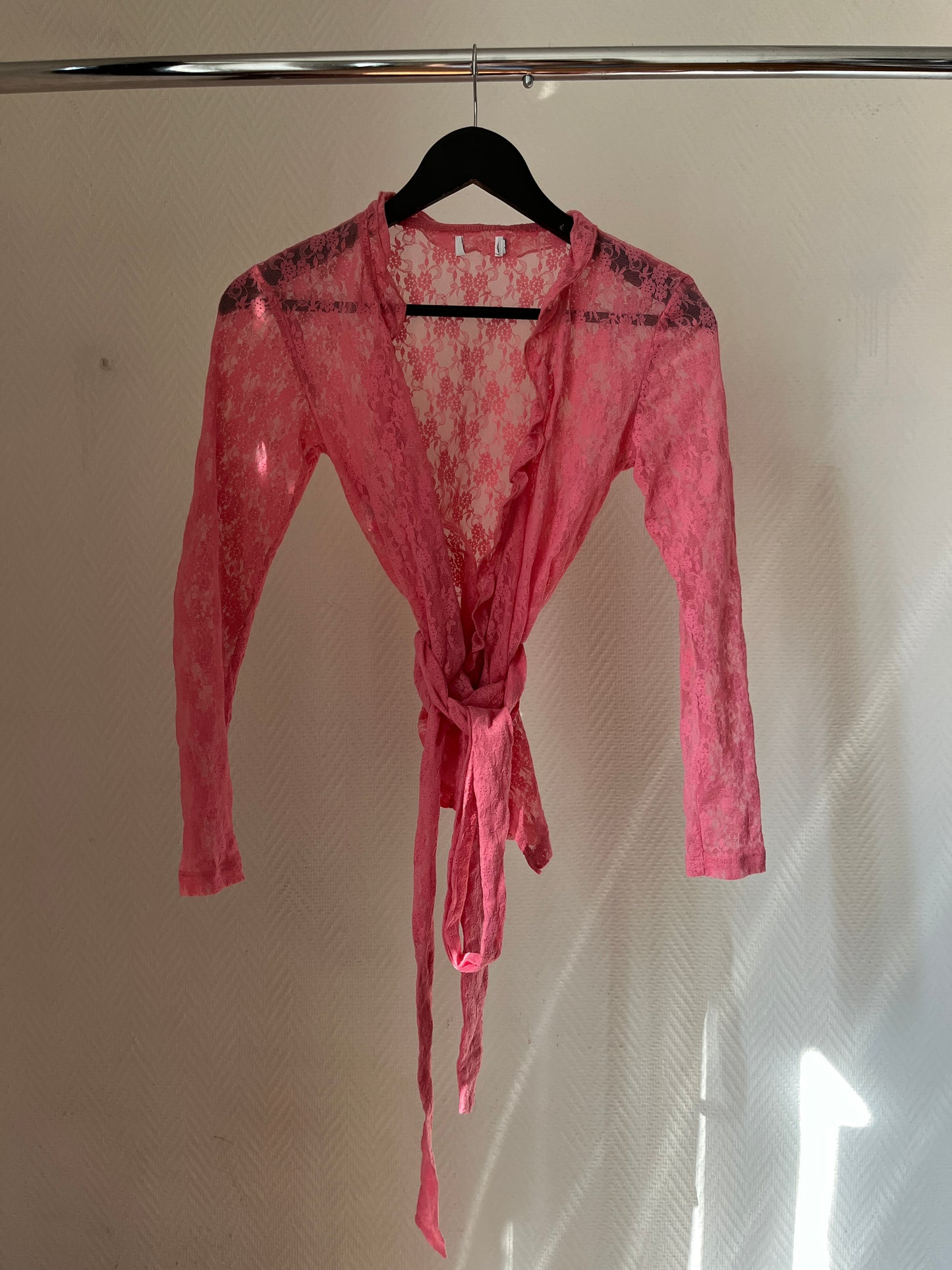 Vintage pink lace wrap up top
