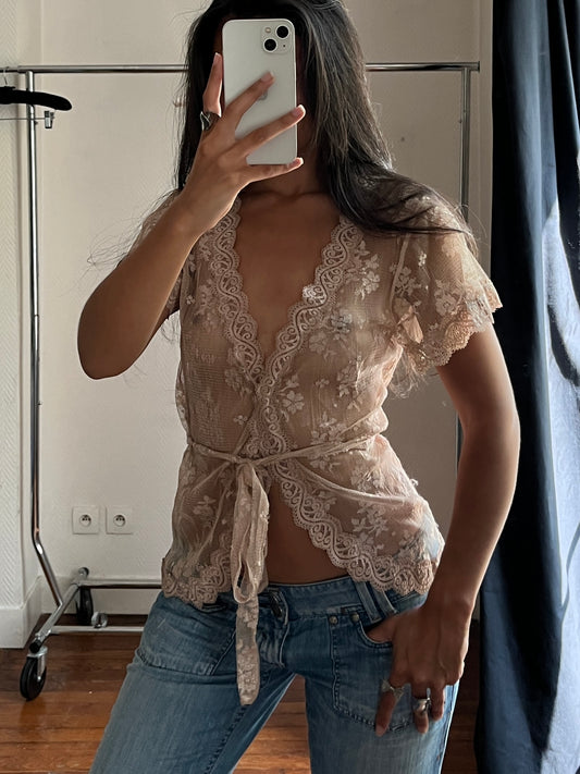 Vintage lace wrap up top