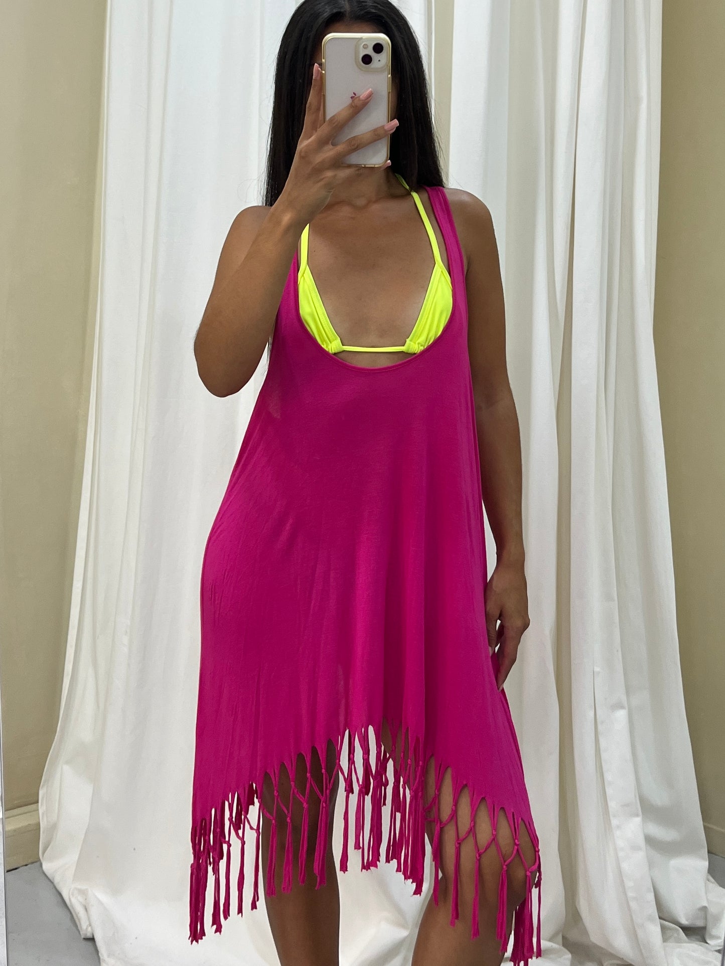 Vintage pink fringed beach dress