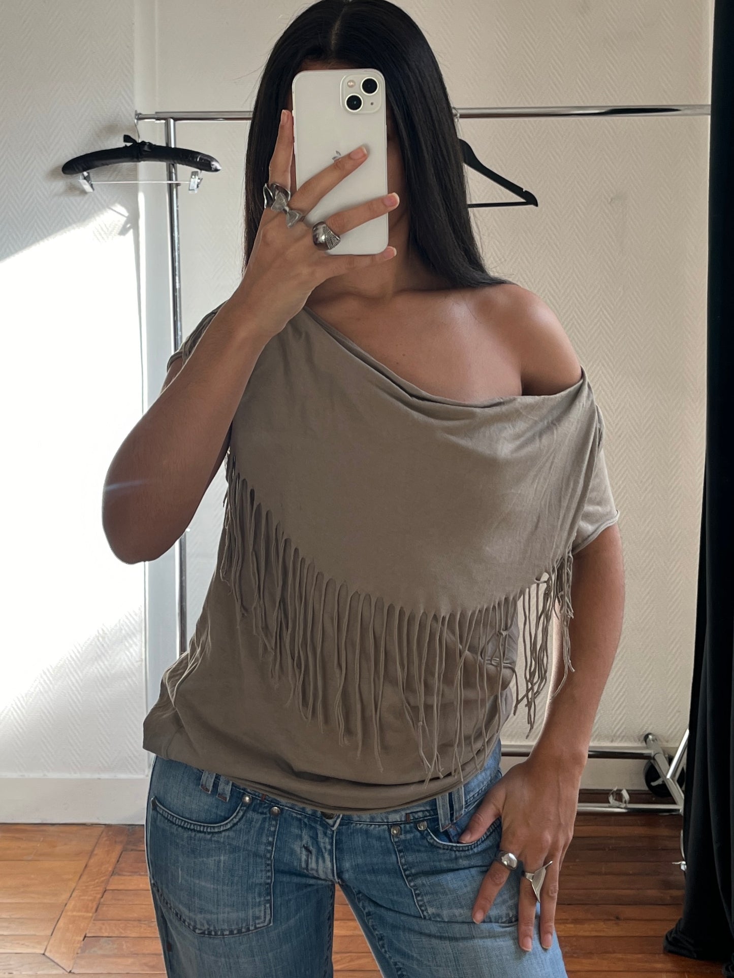Vintage fringed draped top