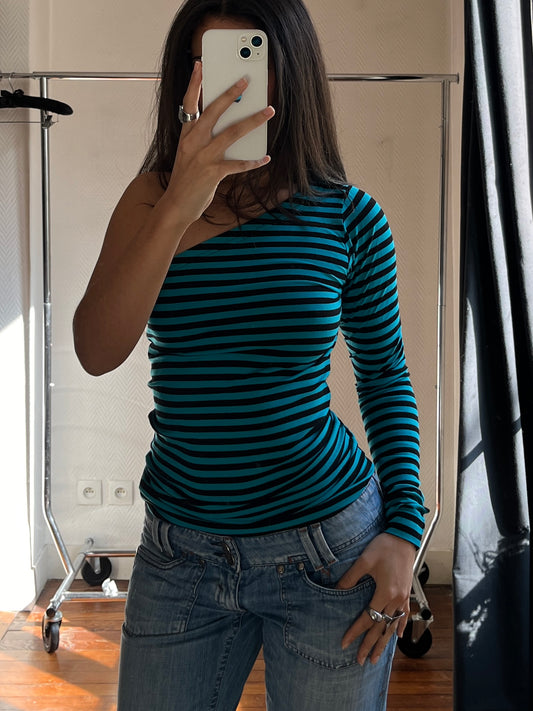 Vintage asymmetrical striped top
