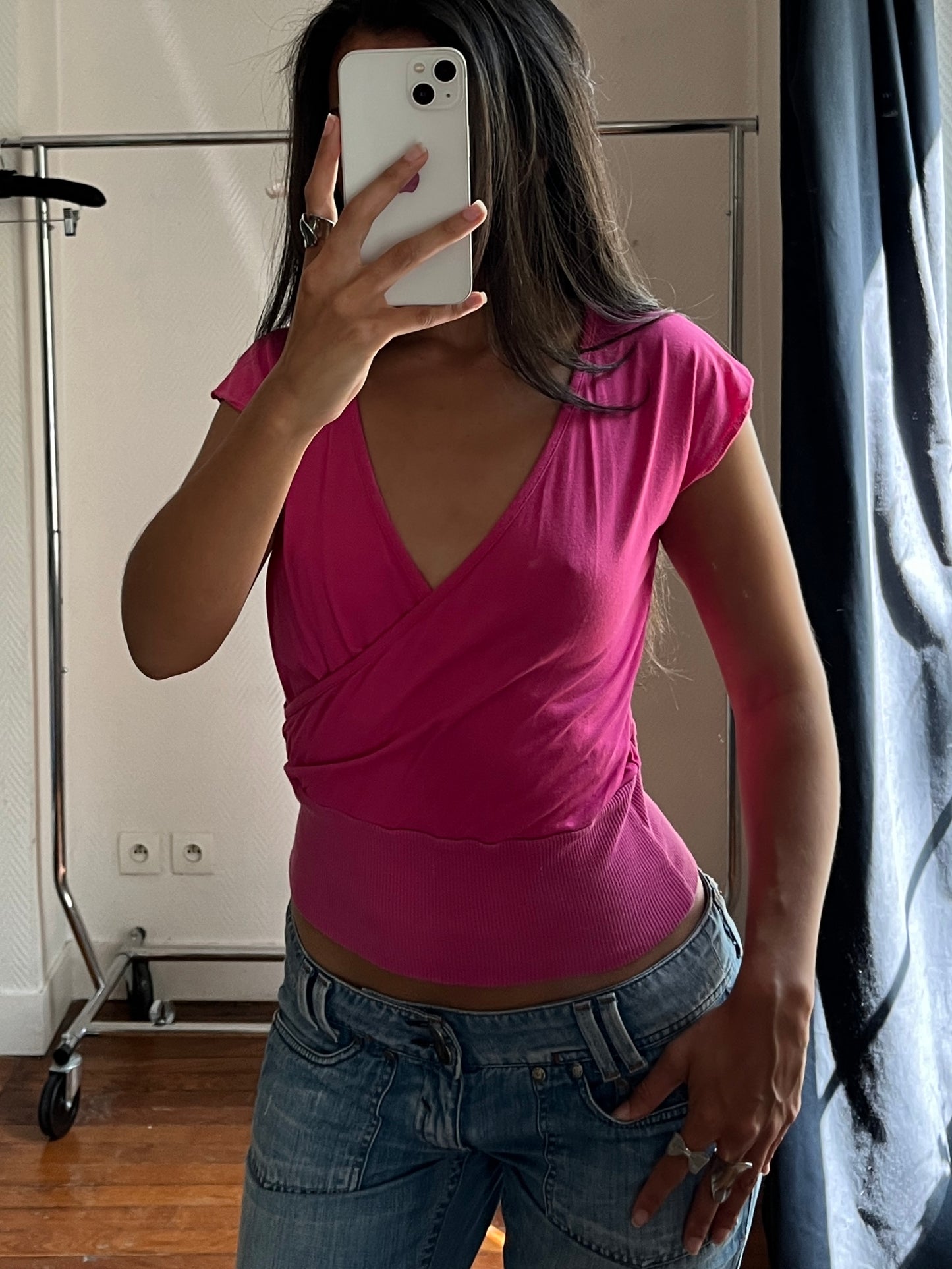 Vintage pink wrap up top