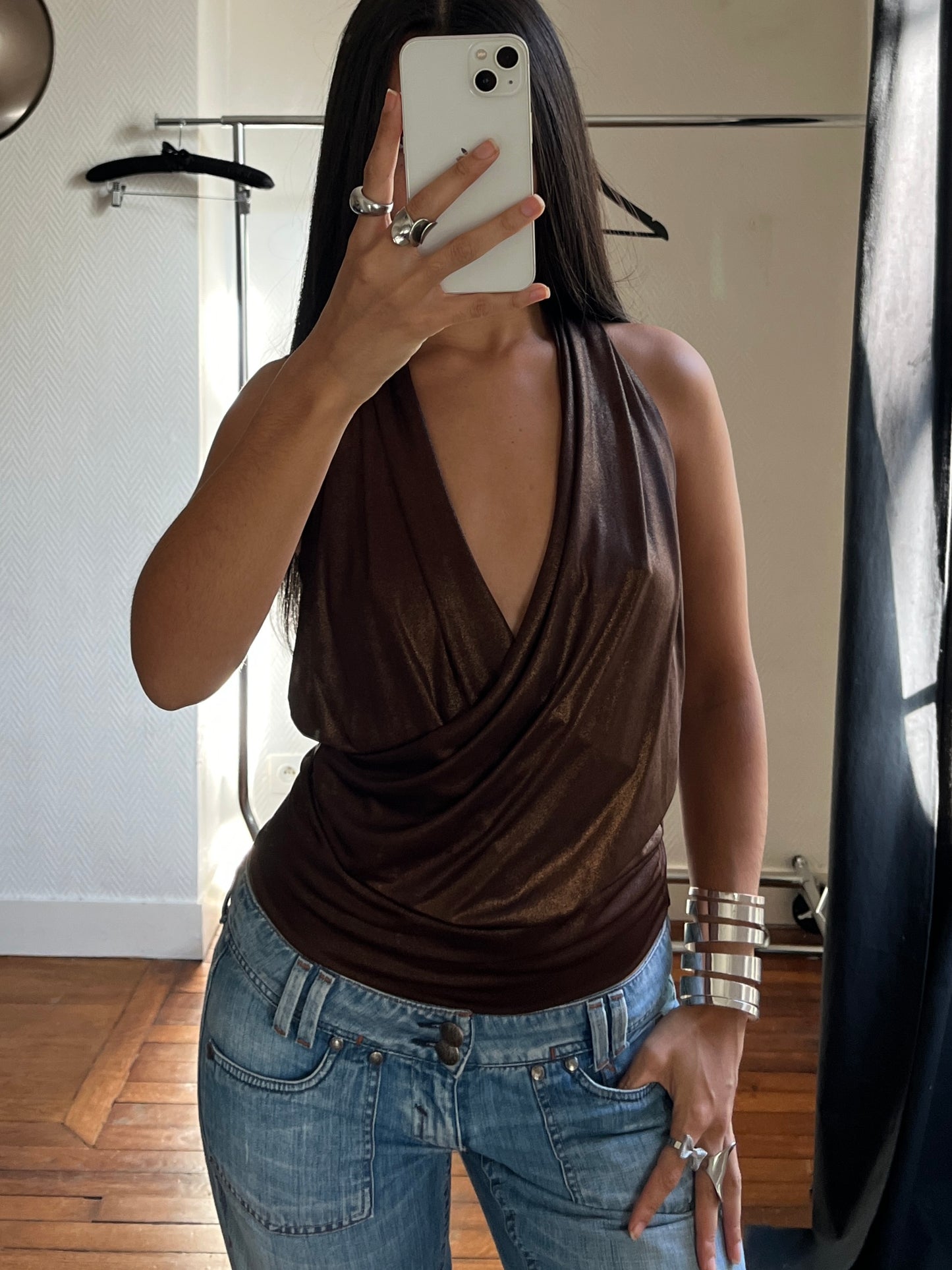 Vintage brown party halter top