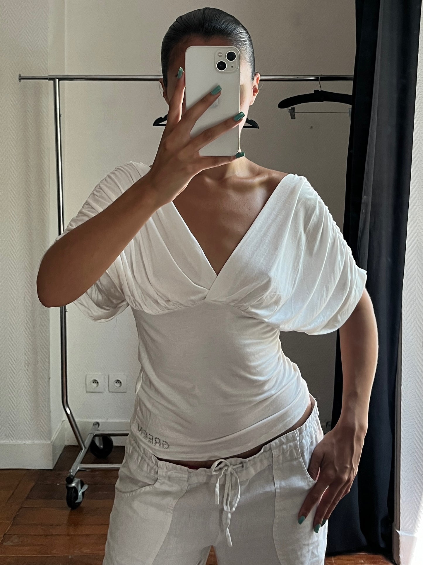 Vintage white batwing top