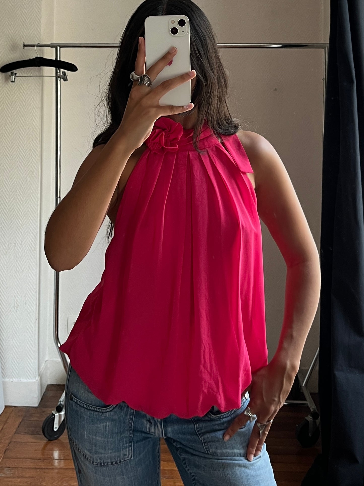Vintage pink draped top