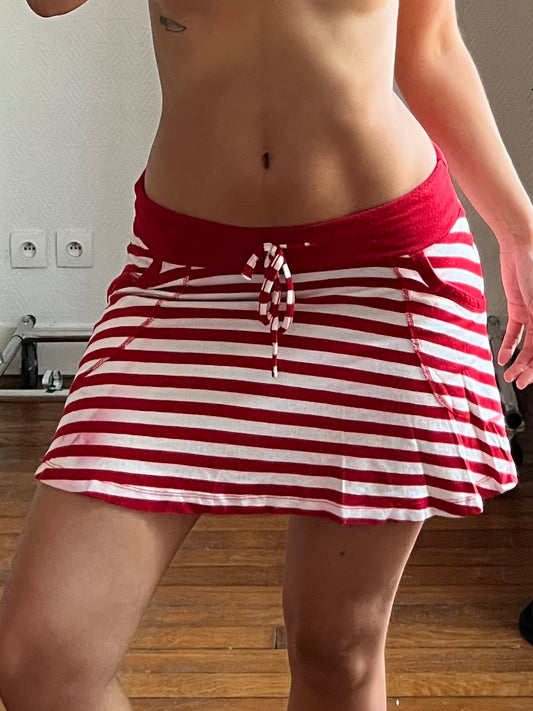 Vintage striped white and red skirt