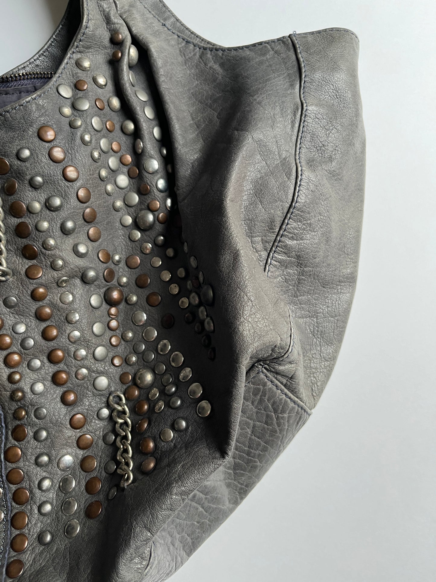 Vintage leather studded bag