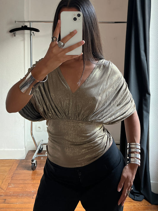 Vintage batwing gold sparkling top