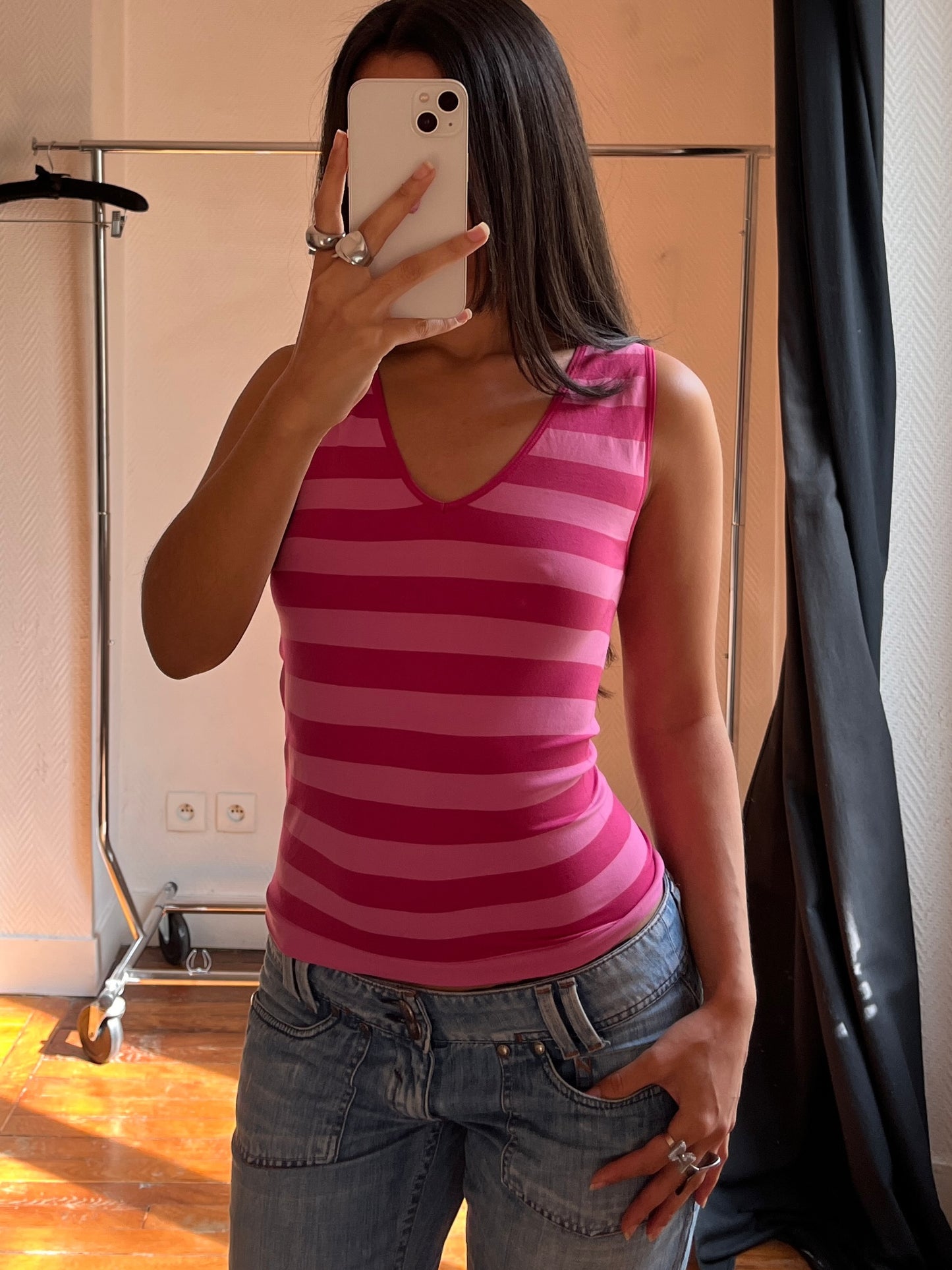 Vintage pink striped tank top