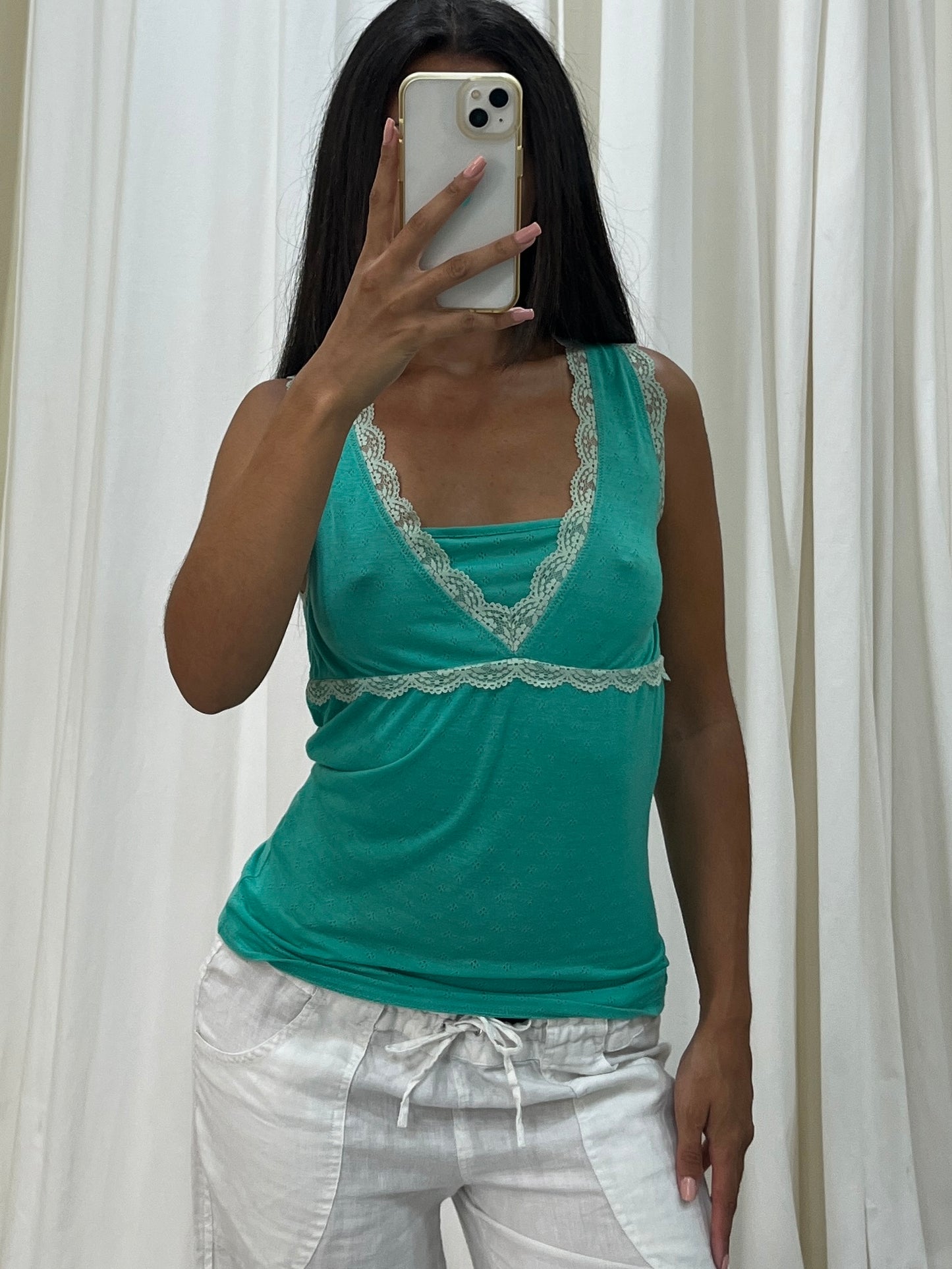 Vintage turquoise green tank top