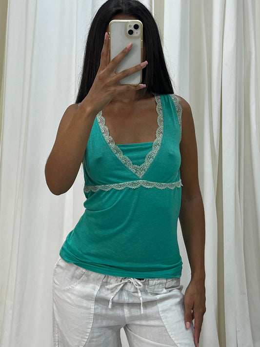 Vintage turquoise green tank top