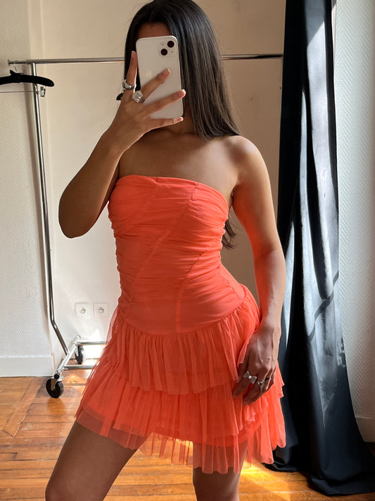 Vintage coral tulle tutu style dress