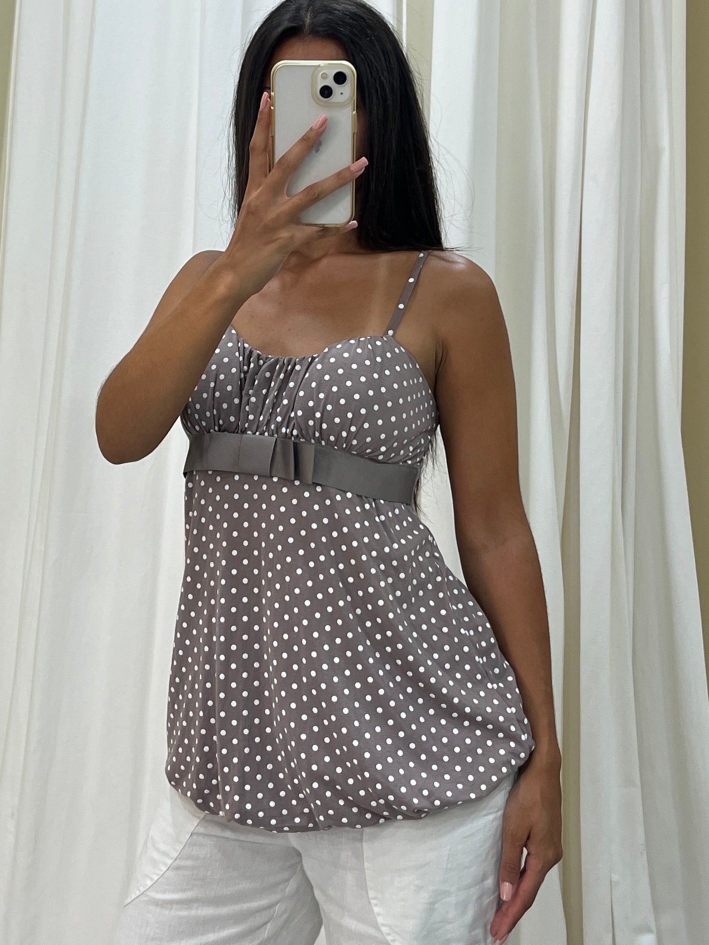 Vintage Polka dot grey top