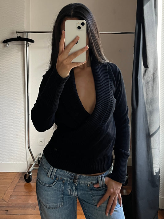 Vintage V neck wrap up top