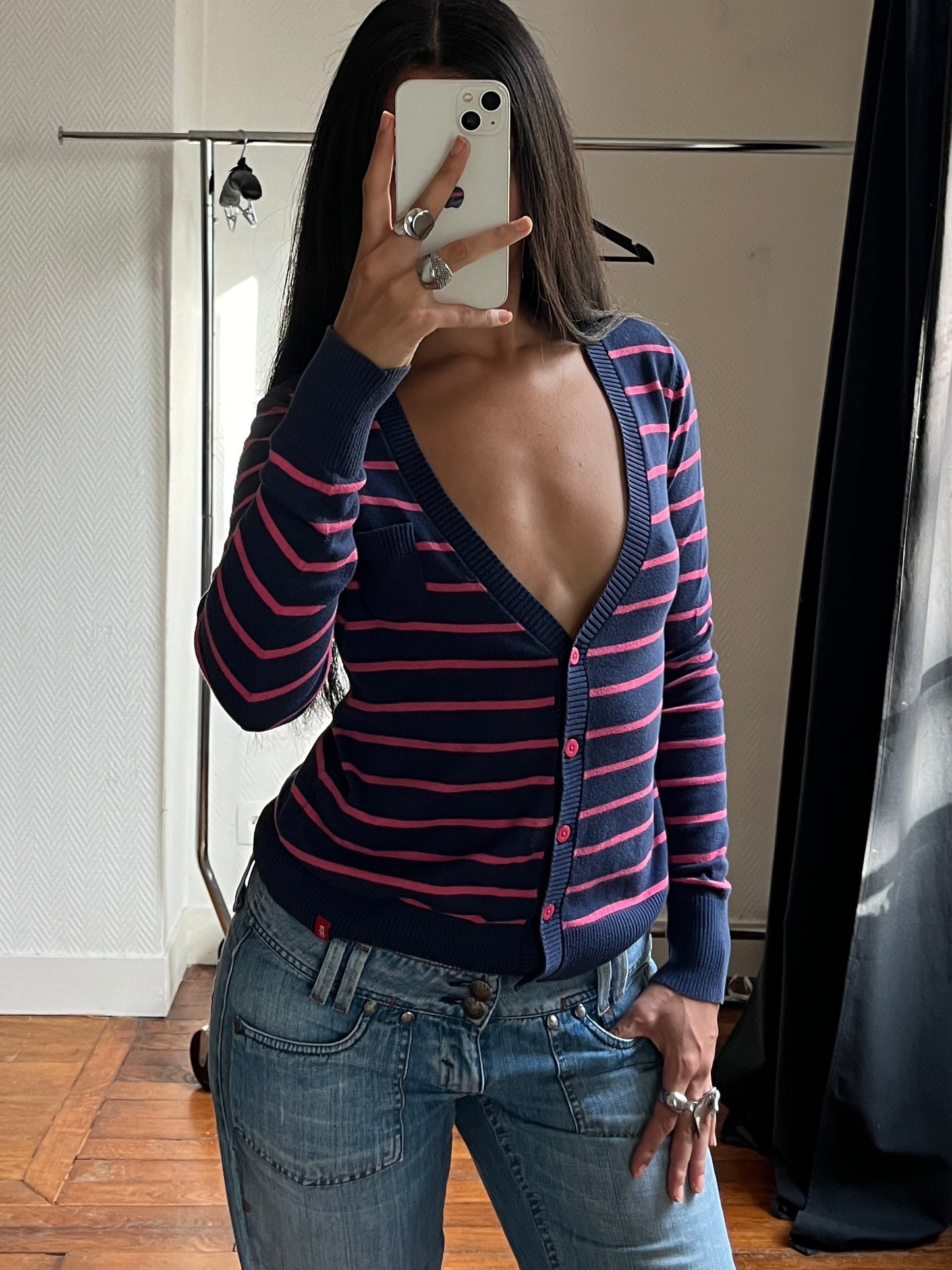 Vintage esprit striped cardigan