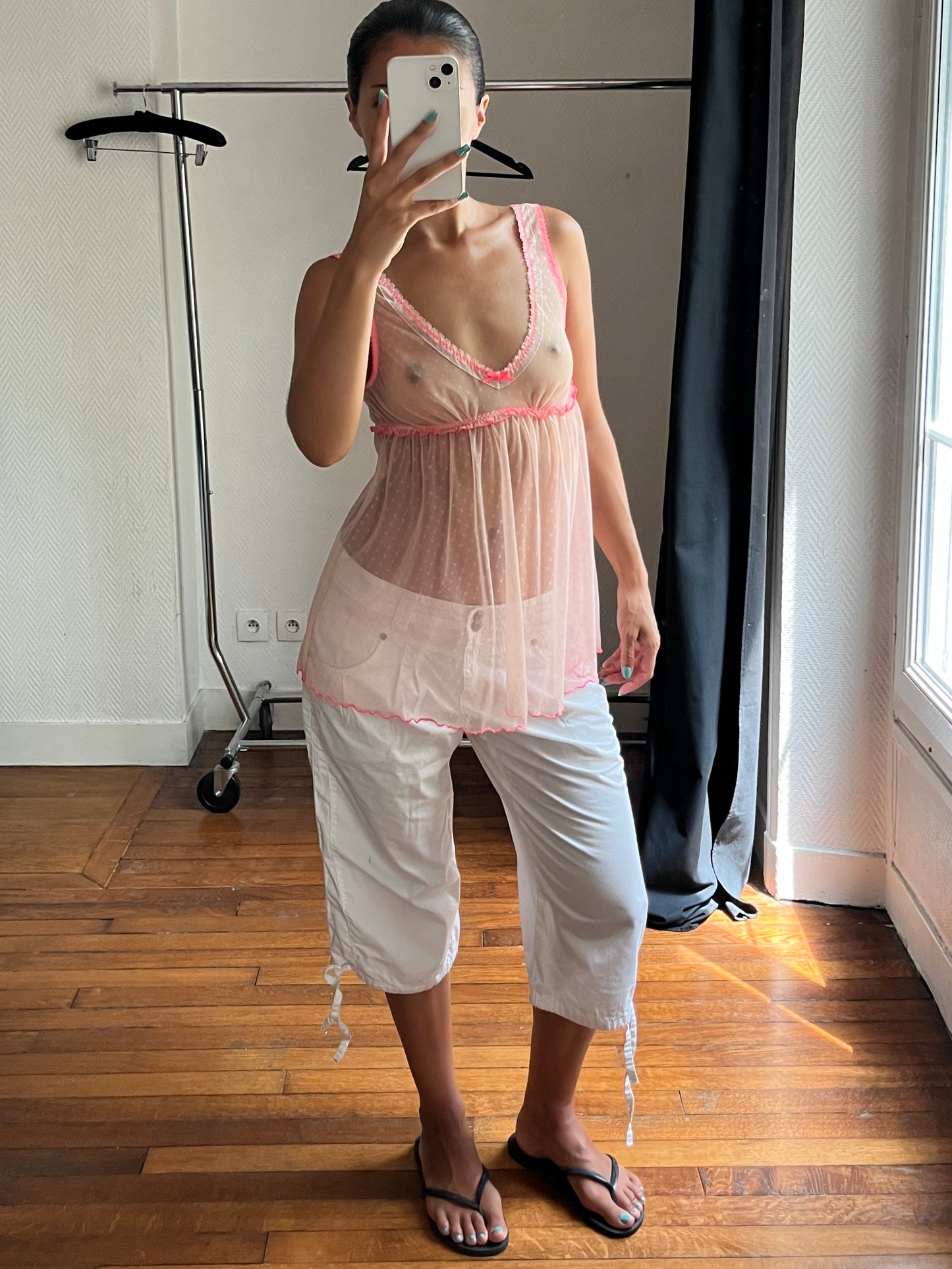 Vintage white wide capri pants
