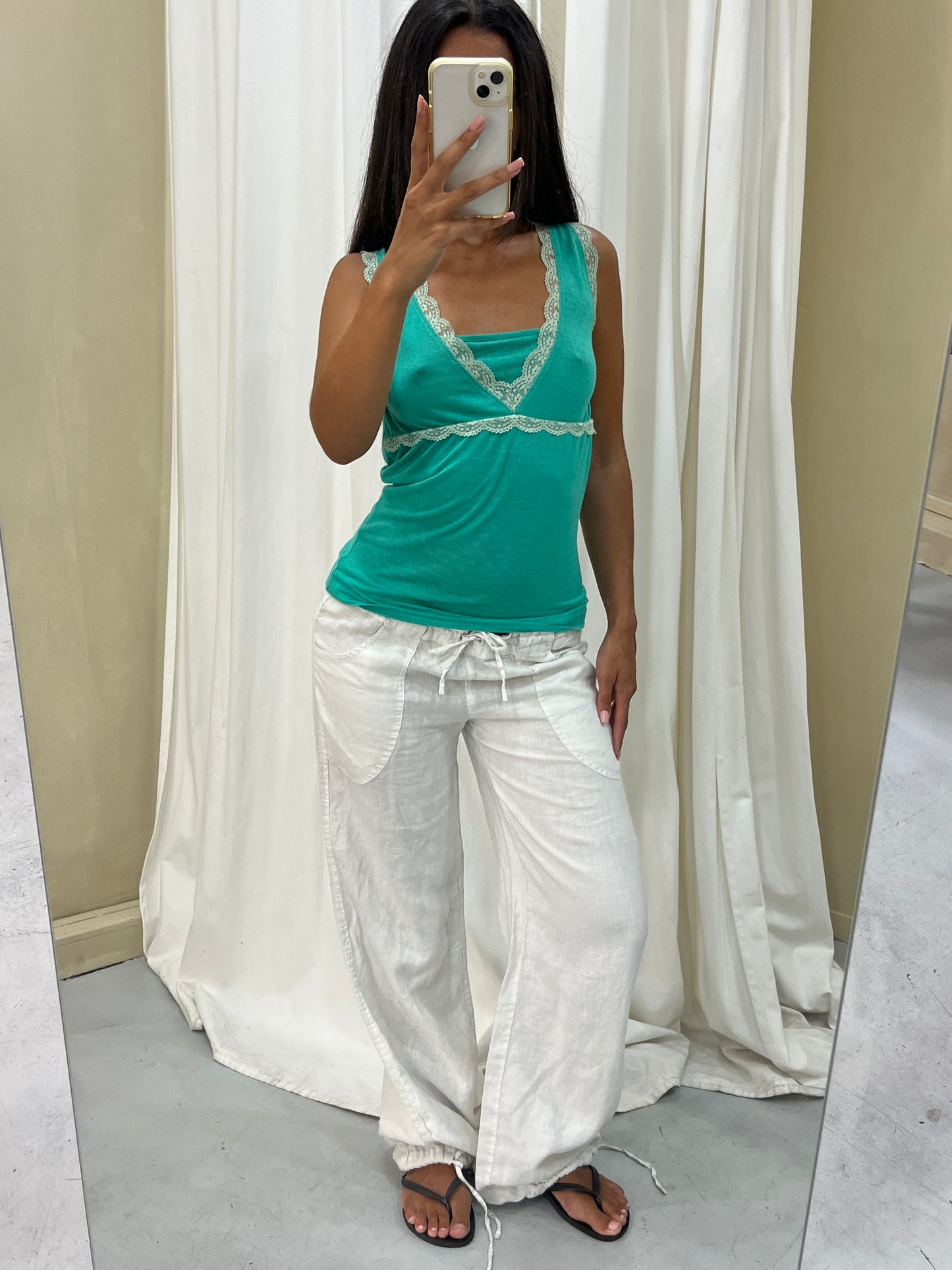 Vintage linen white summer pants