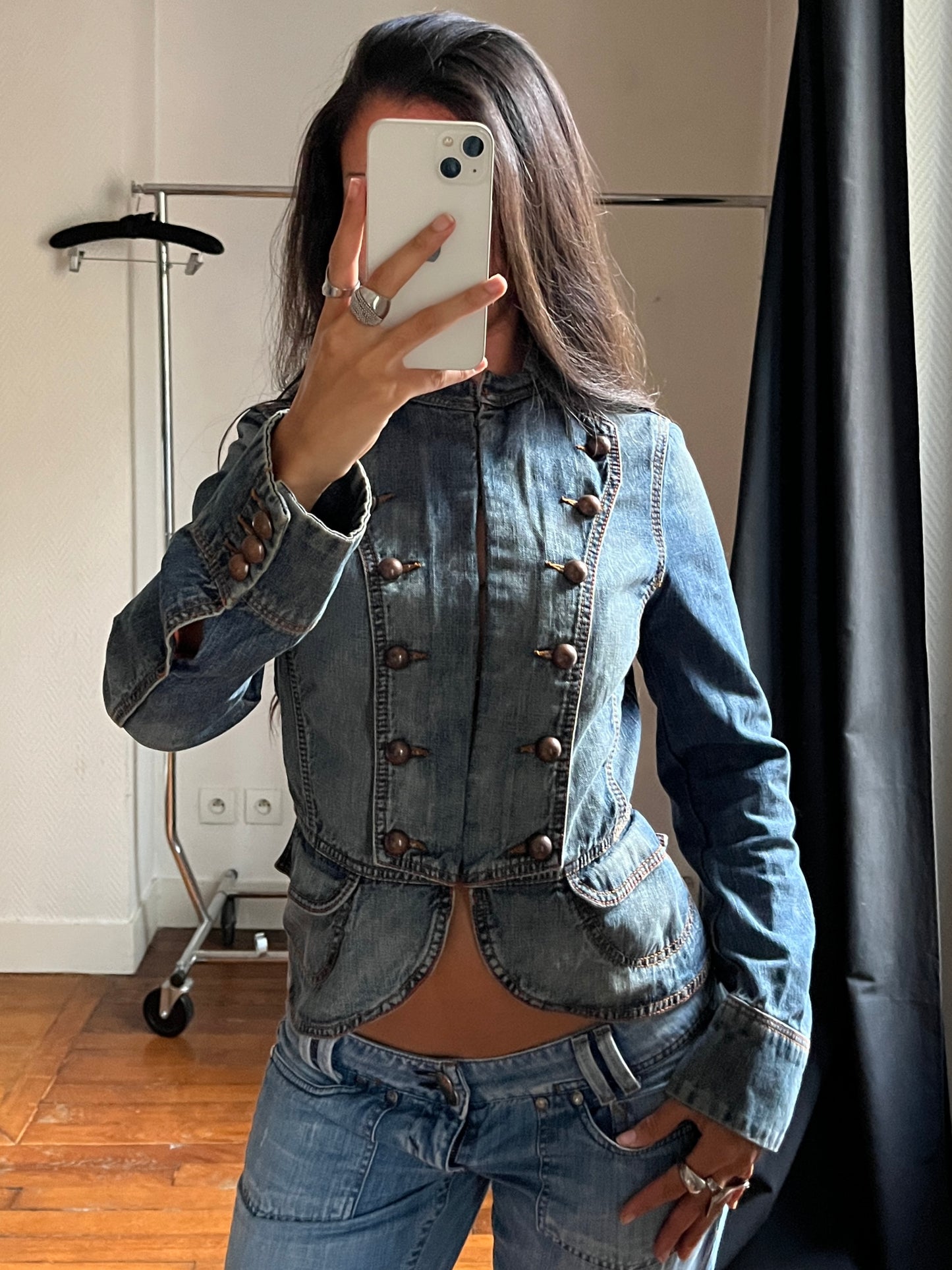 Vintage denim officer jacket