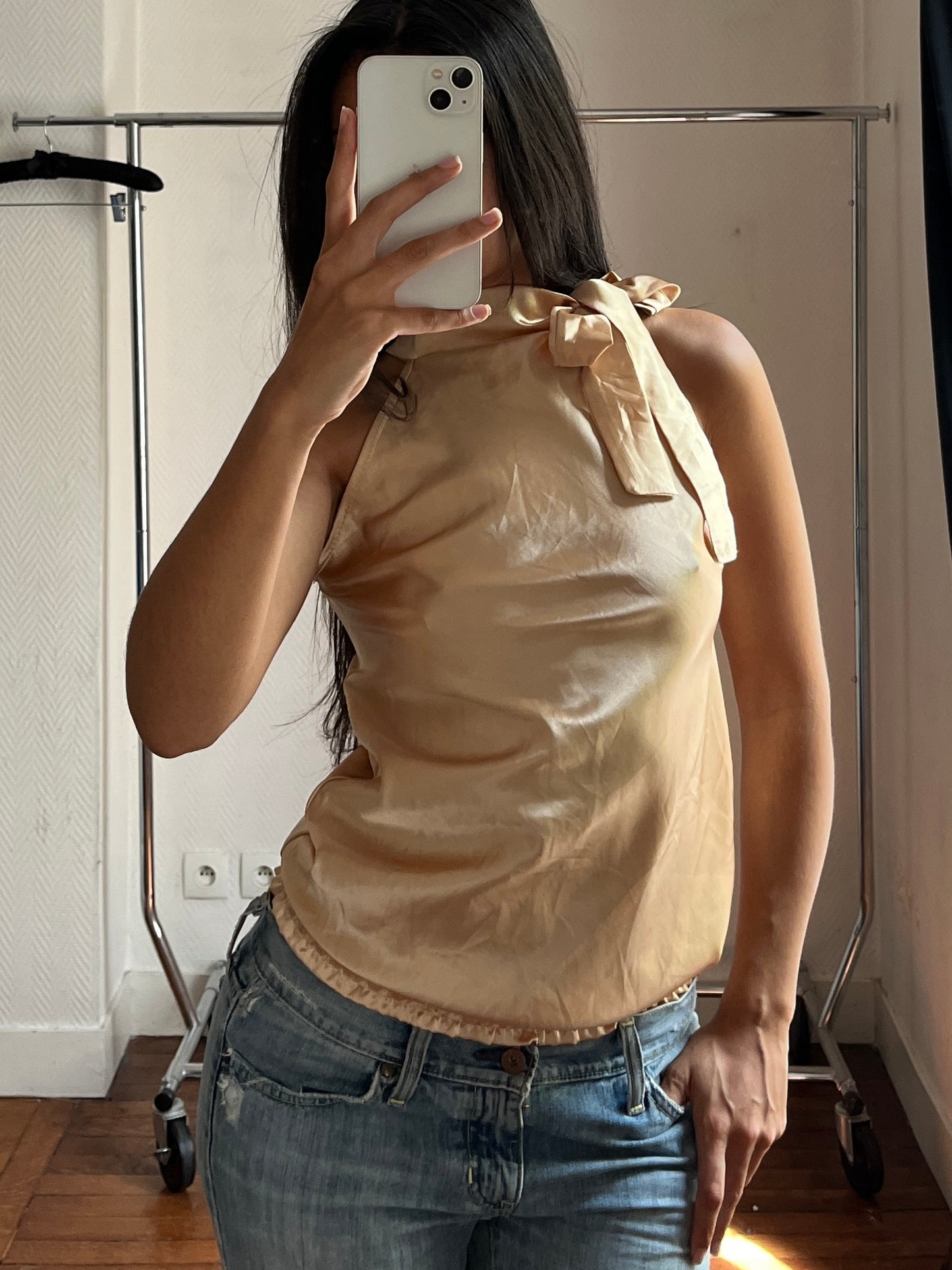 Vintage satin champagne top
